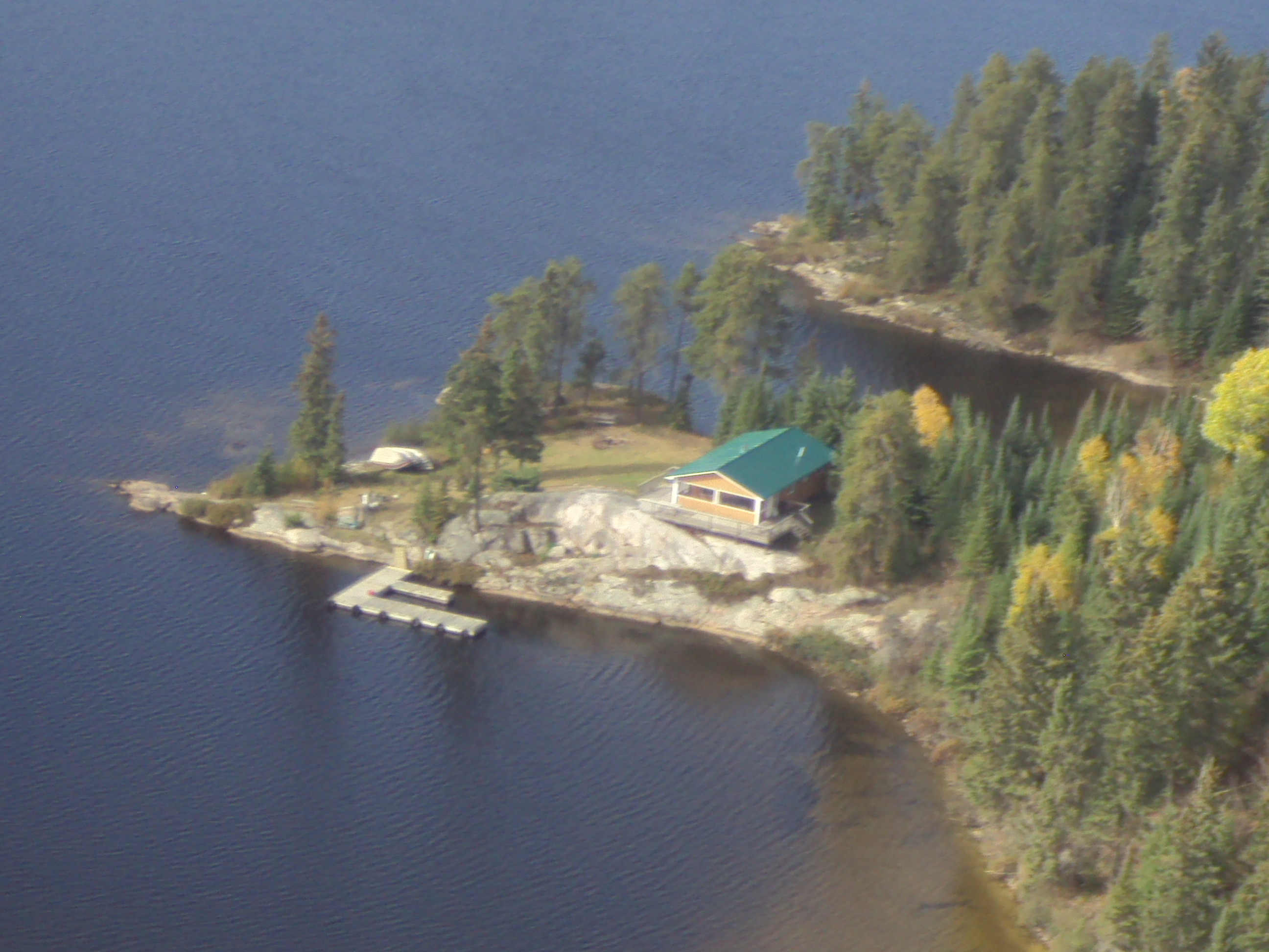Brown Bear Lake outpost cabin from air